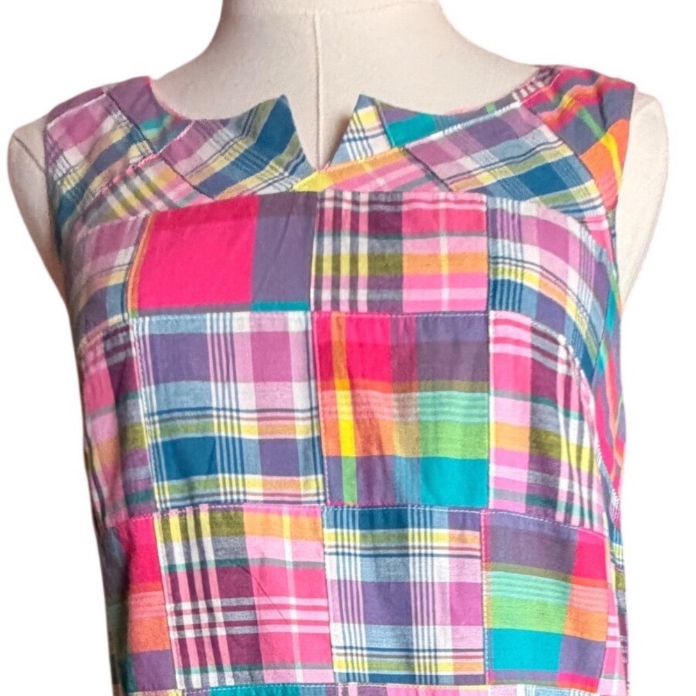 Talbots Madras Patchwork Plaid Shift Dress Size 2 Preppy Cotton - Picture 8 of 15